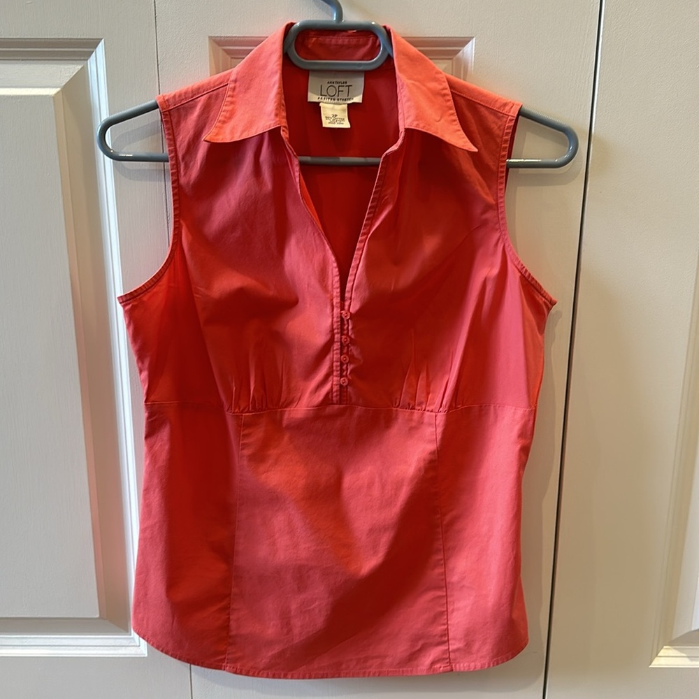 Ann Taylor Loft Petites Stretch Sleeveless Summer Cotten Size 2P Top